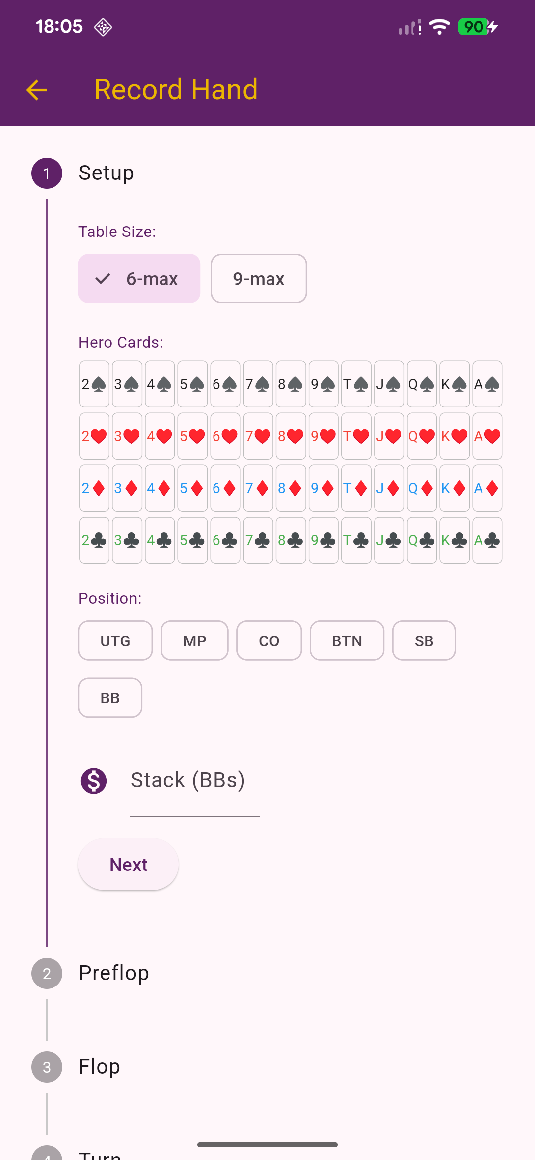 Hand History screenshot