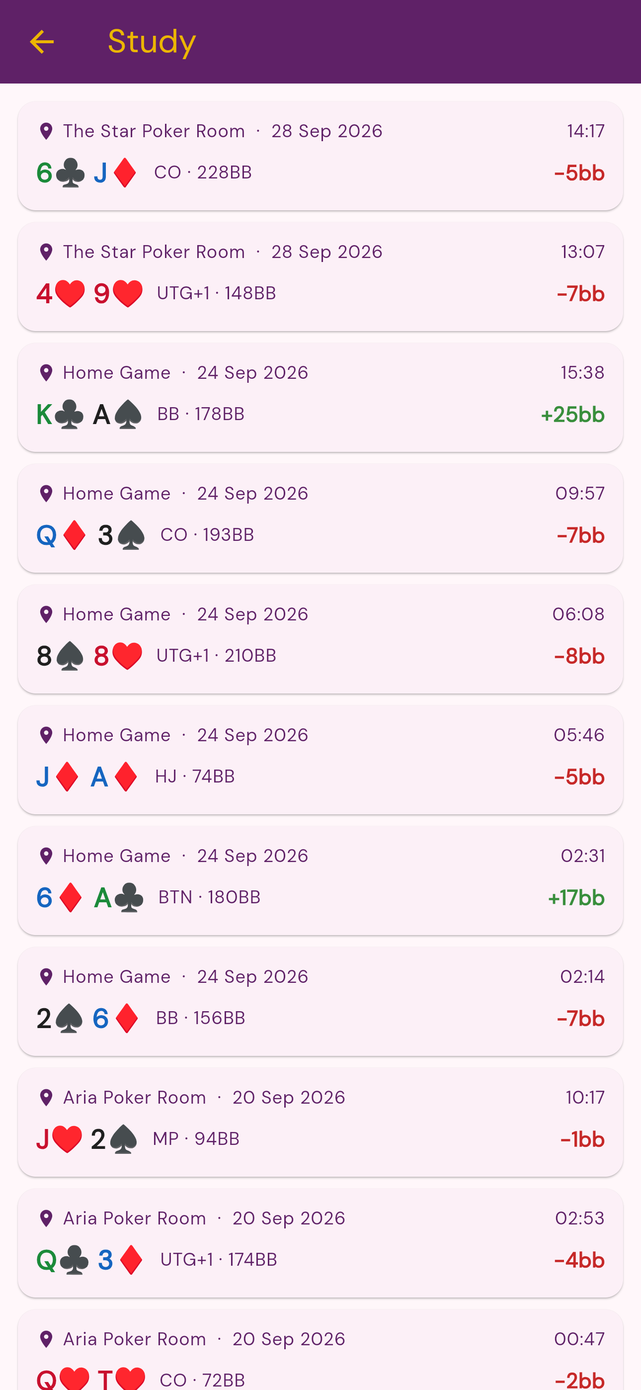 Hands & Seat Notes screenshot